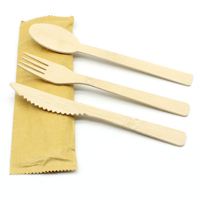 Conjunto de cubiertos de bambú desechables portátiles desechables