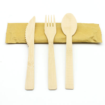 Conjunto de cubiertos de bambú desechables portátiles desechables