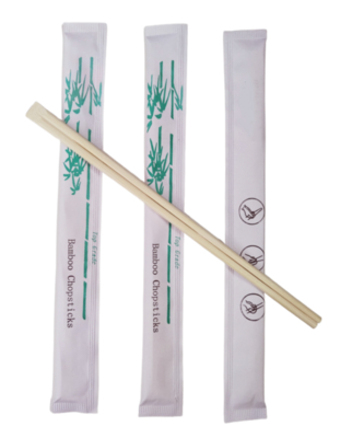 Palillos chinos de bambú delicados al por mayor, personalizados, redondos/gemelos/Tensoge, naturales, con funda de papel individual